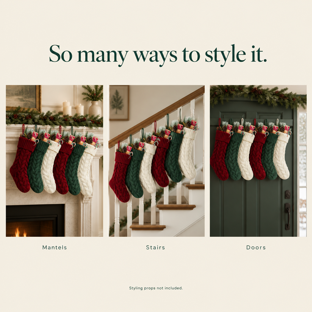 Knitted Christmas Stockings – 6 Pack, 18 in — styling ideas