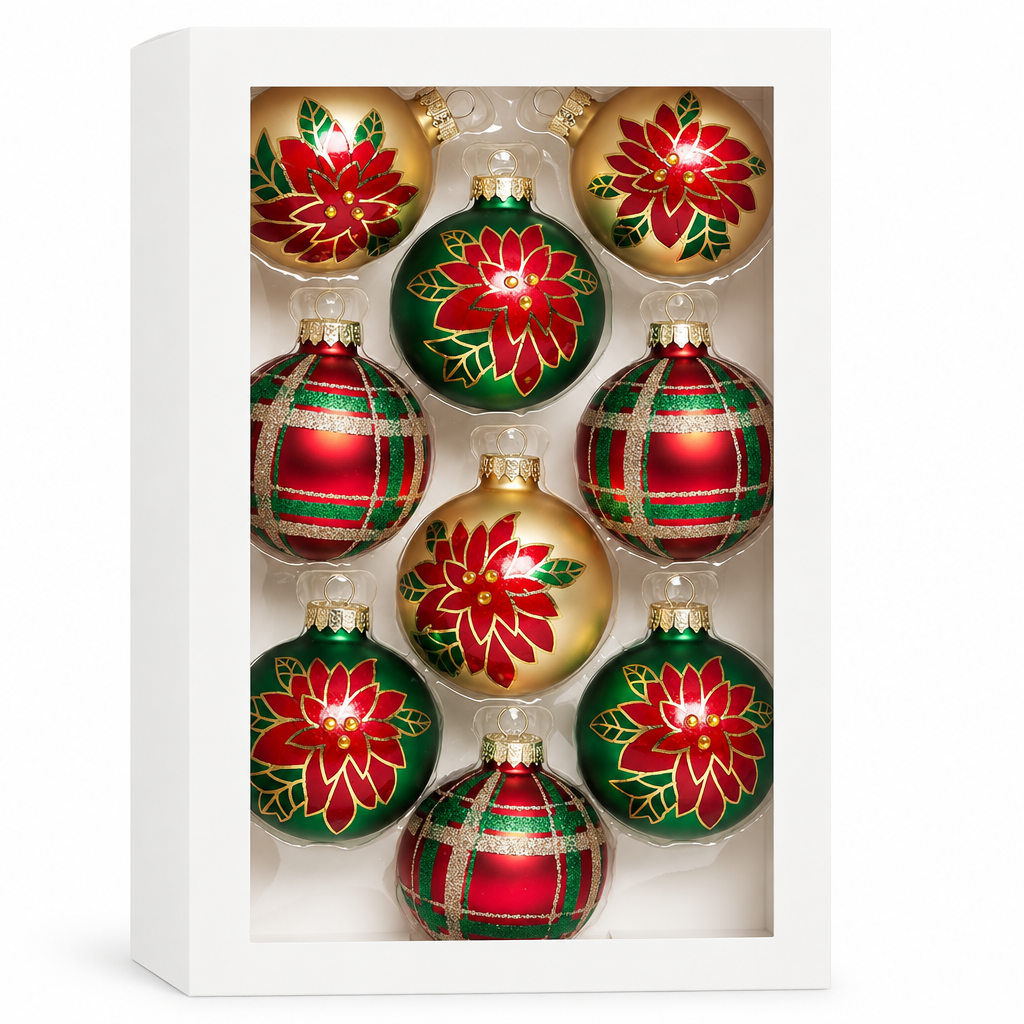 Painted Glass Ball Ornaments – 9 Pack — product