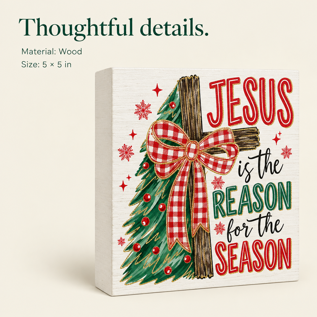 Jesus Is the Reason Wooden Box Sign — details