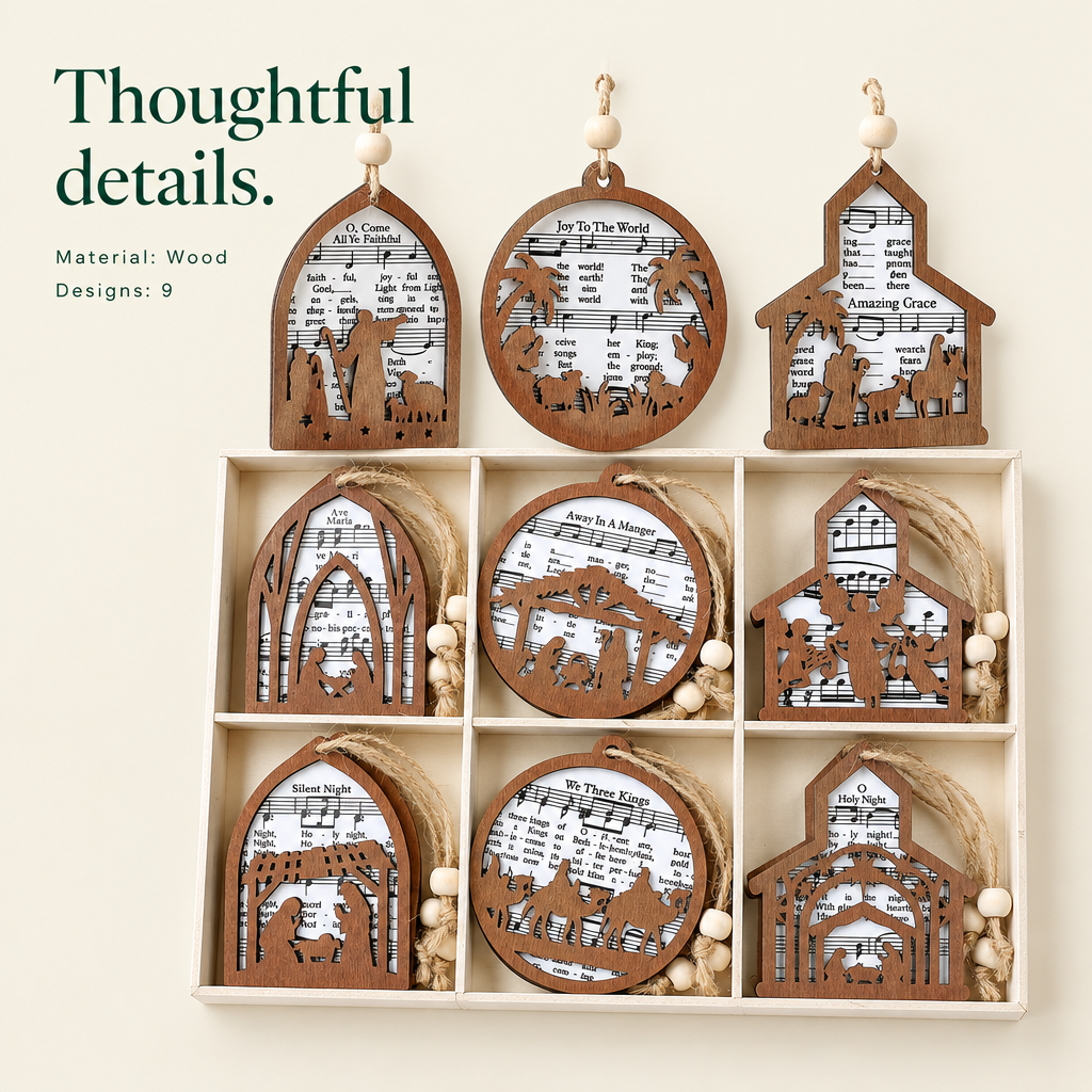 Sheet Music Nativity Ornaments – 18 Pack — details