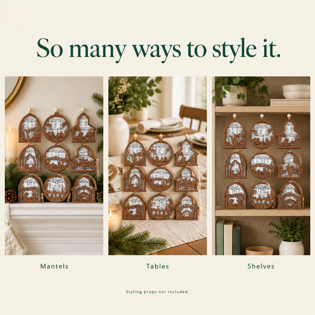 Sheet Music Nativity Ornaments – 18 Pack — styling ideas