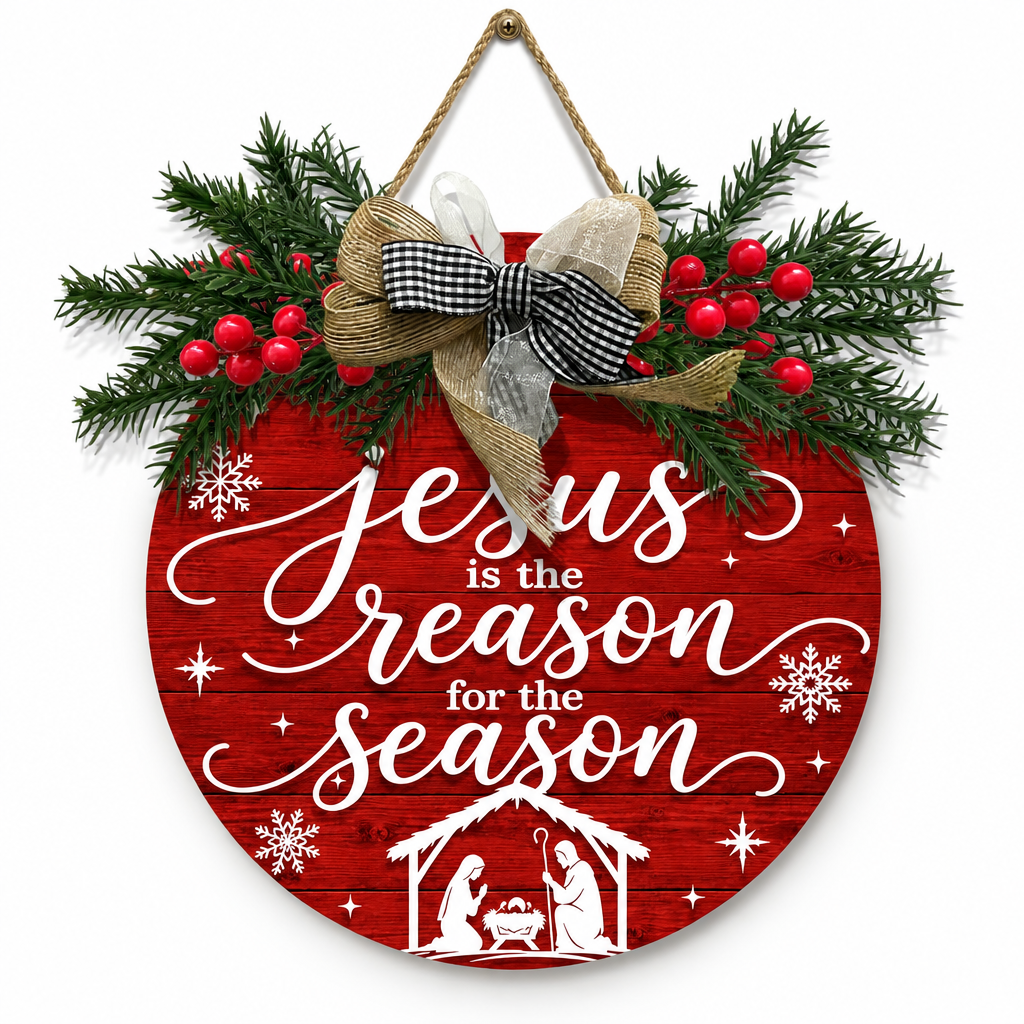 Jesus Is the Reason Round Door Sign — product