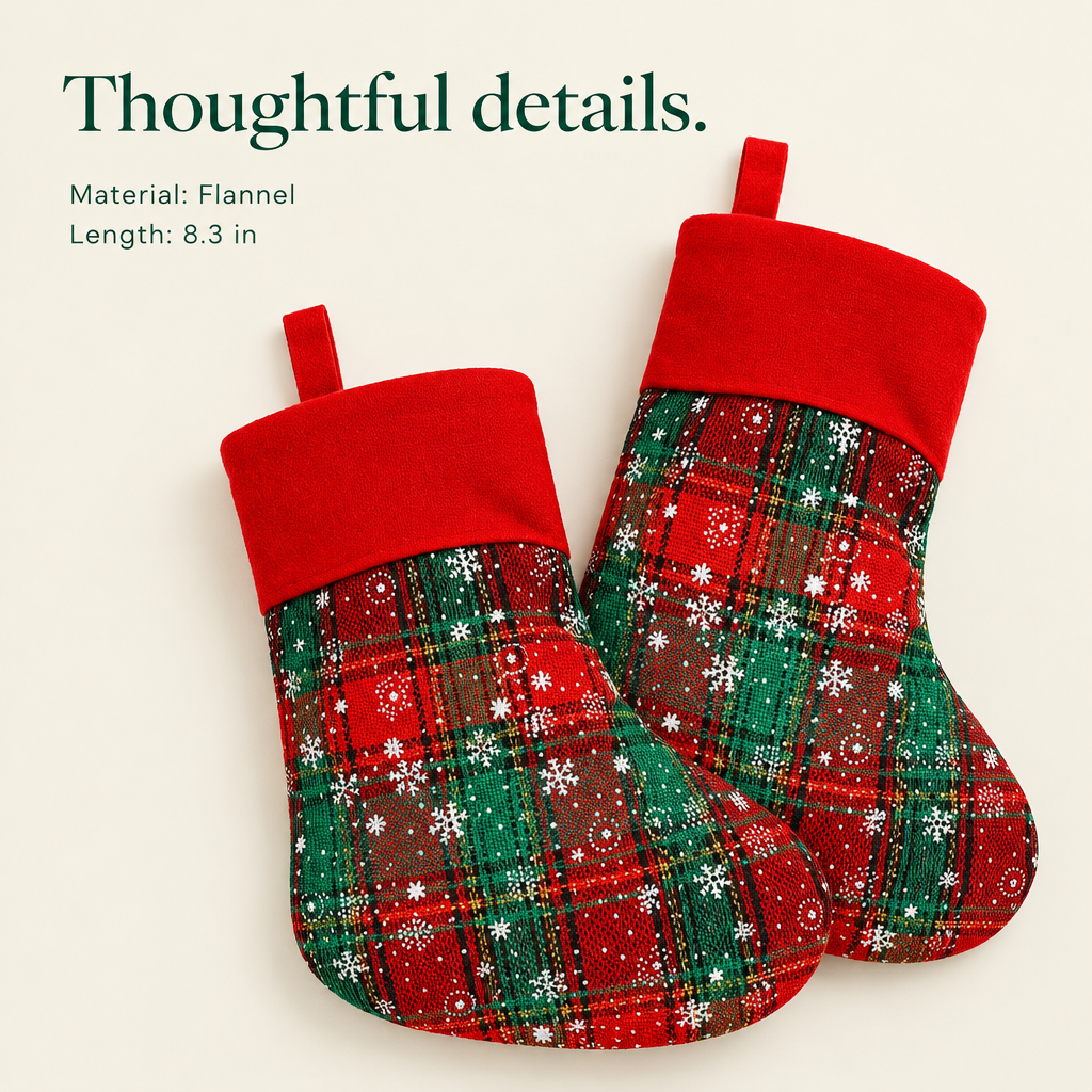 Mini Plaid Stockings – 12 Pack — details