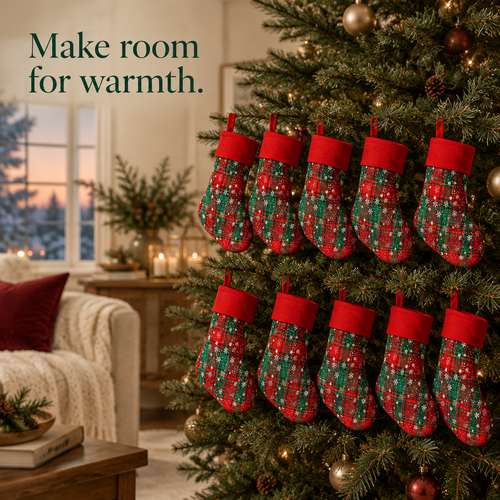 Mini Plaid Stockings – 12 Pack — in use