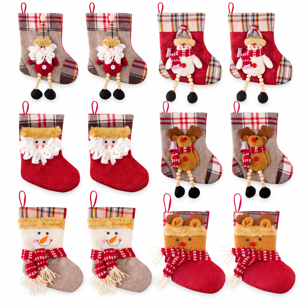 Mini 3D Burlap Stockings – 12 Pack — product