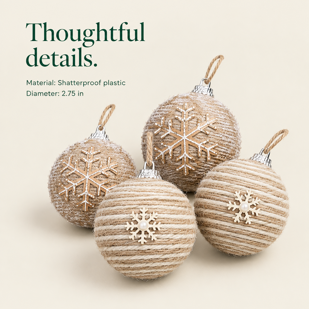 Farmhouse Shatterproof Ball Ornaments – 12 Pack — details