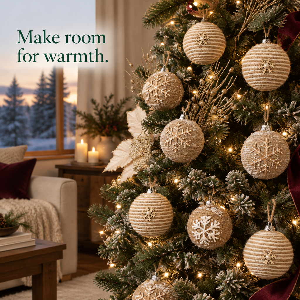 Farmhouse Shatterproof Ball Ornaments – 12 Pack — in use
