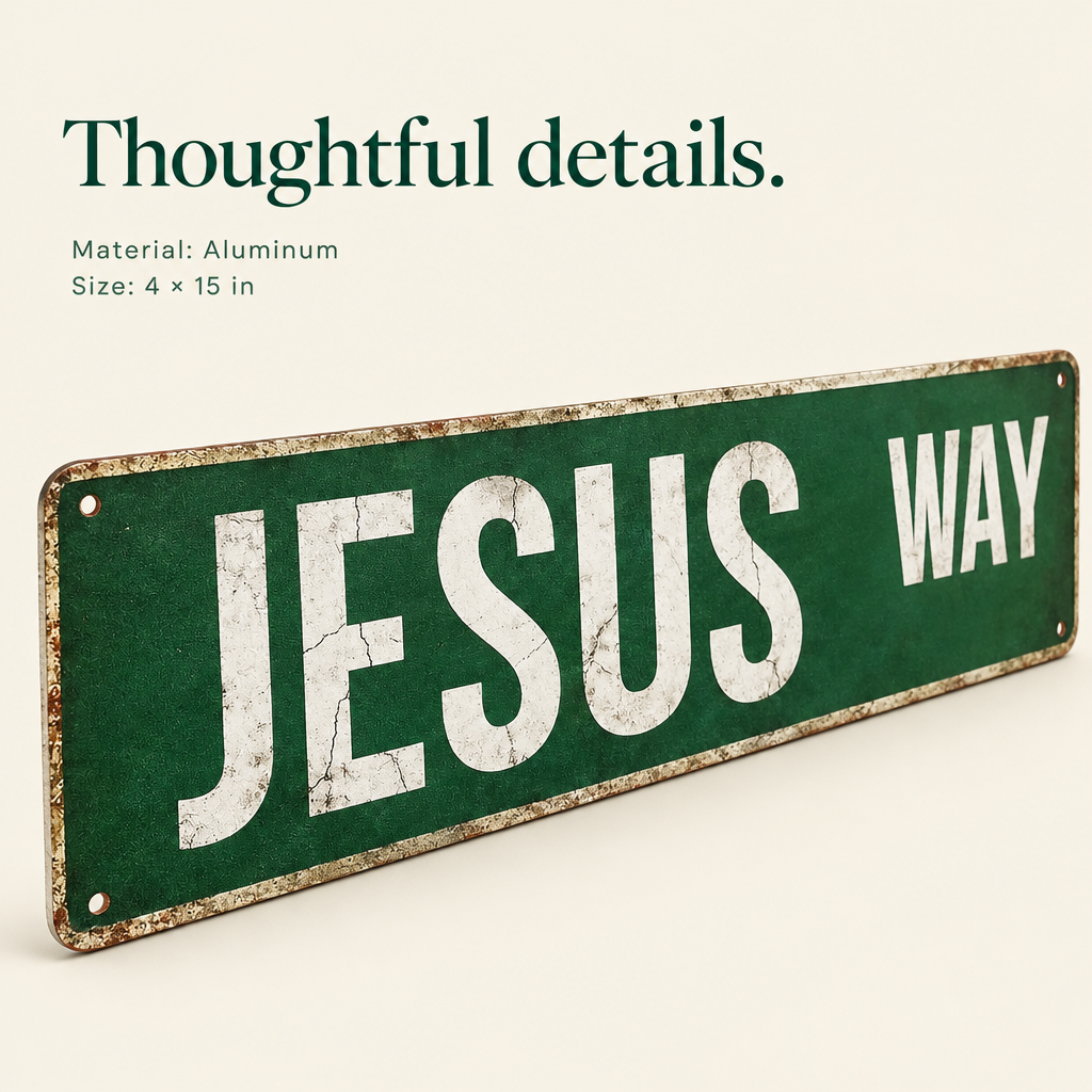 Jesus Way Vintage Street Sign — details