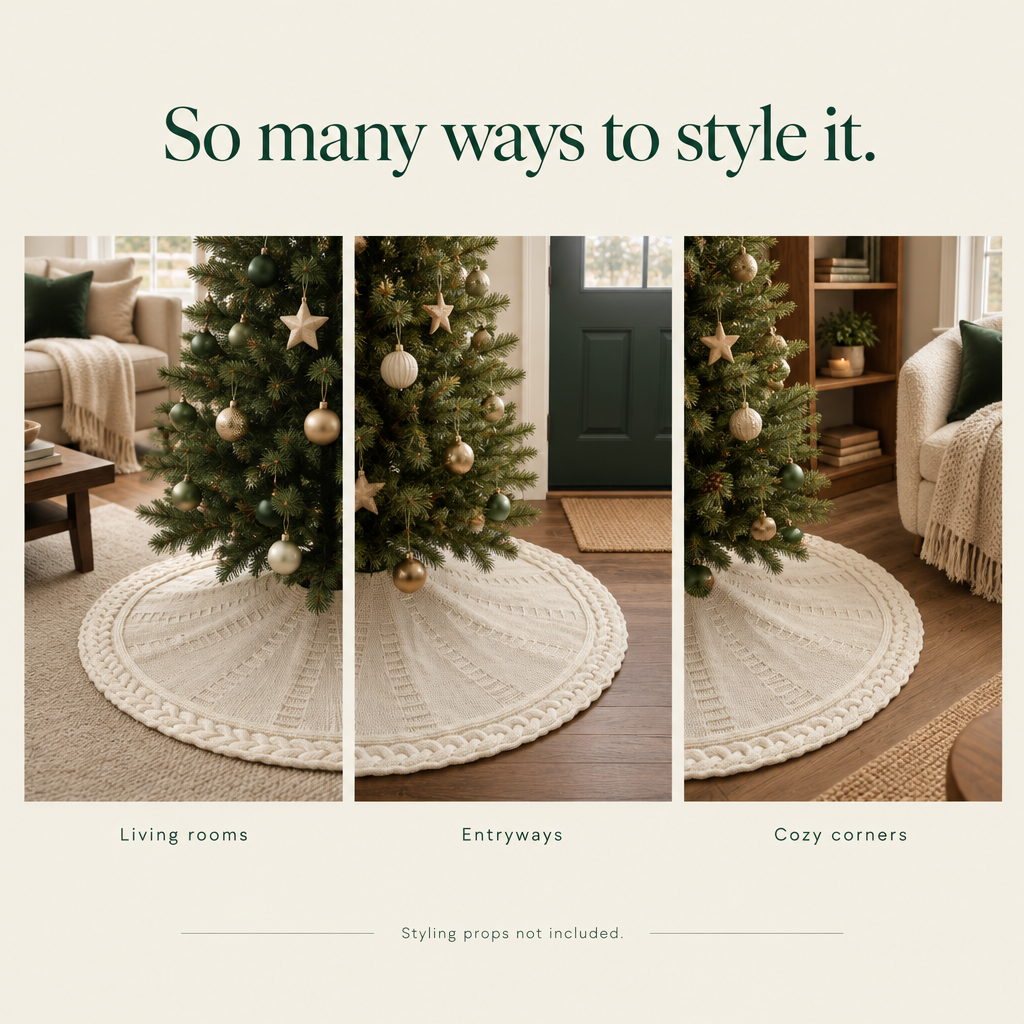 Cream Cable Knit Tree Skirt – 48 in — styling ideas