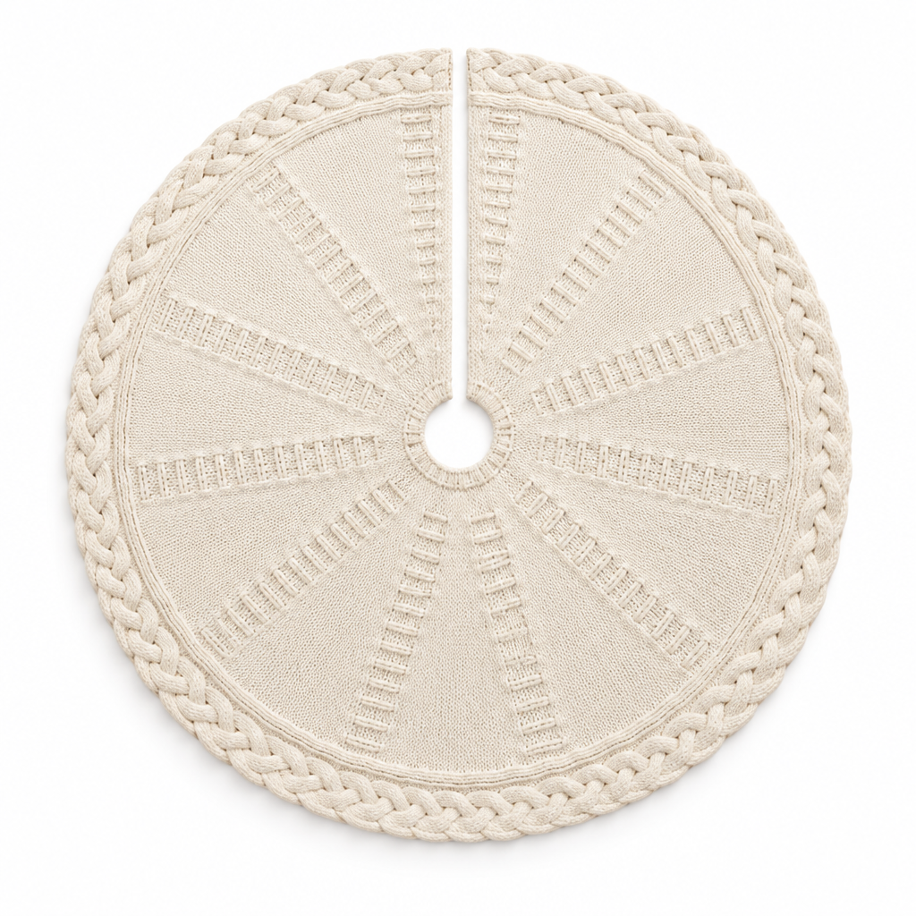 Cream Cable Knit Tree Skirt – 48 in — product