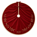 Red Velvet Tree Skirt with Gold Holly – 48 in — product