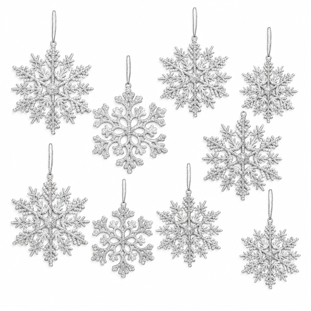 Silver Glitter Snowflake Ornaments – 36 Pack — product