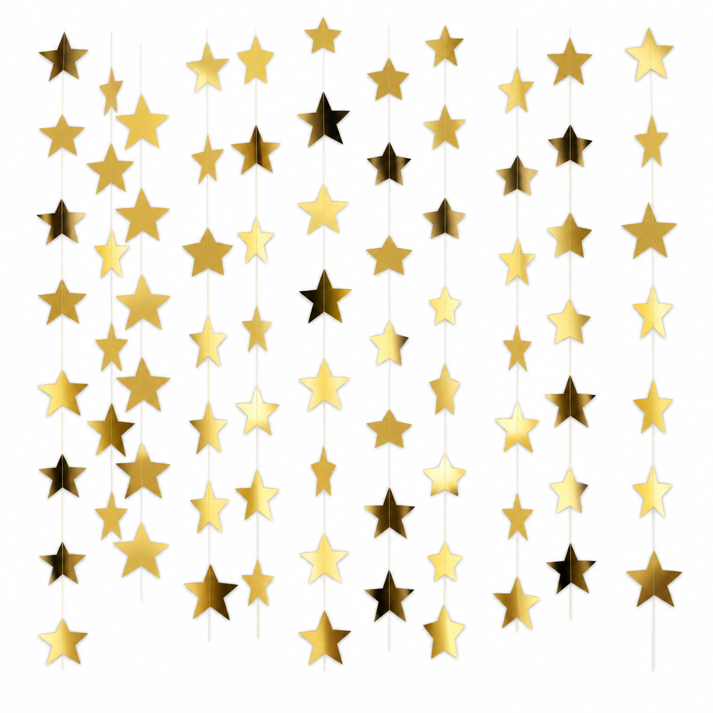 Gold Glitter Star Garland – 10 Strands, 13 ft — product