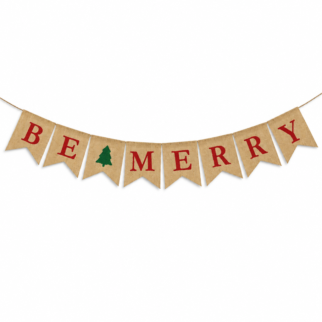 Be Merry Burlap Banner — product