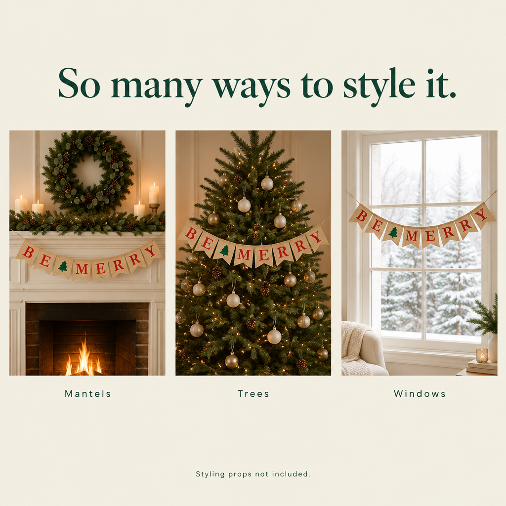 Be Merry Burlap Banner — styling ideas