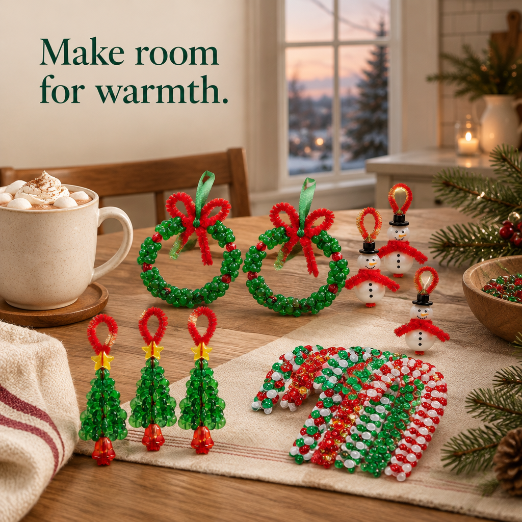 Beaded Christmas Ornament Craft Kit – Makes 40 — in use