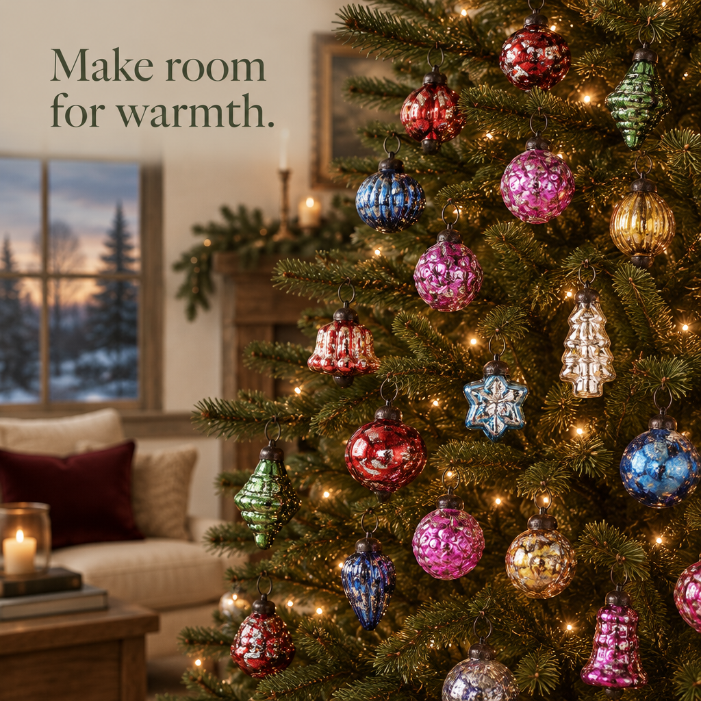 Vintage Distressed Glass Ornaments – 25 Pack — in use