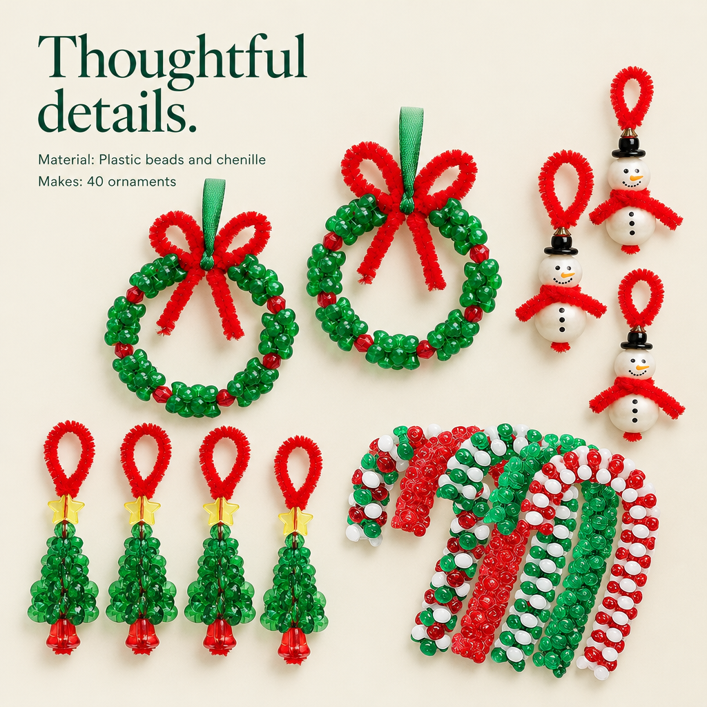 Beaded Christmas Ornament Craft Kit – Makes 40 — details