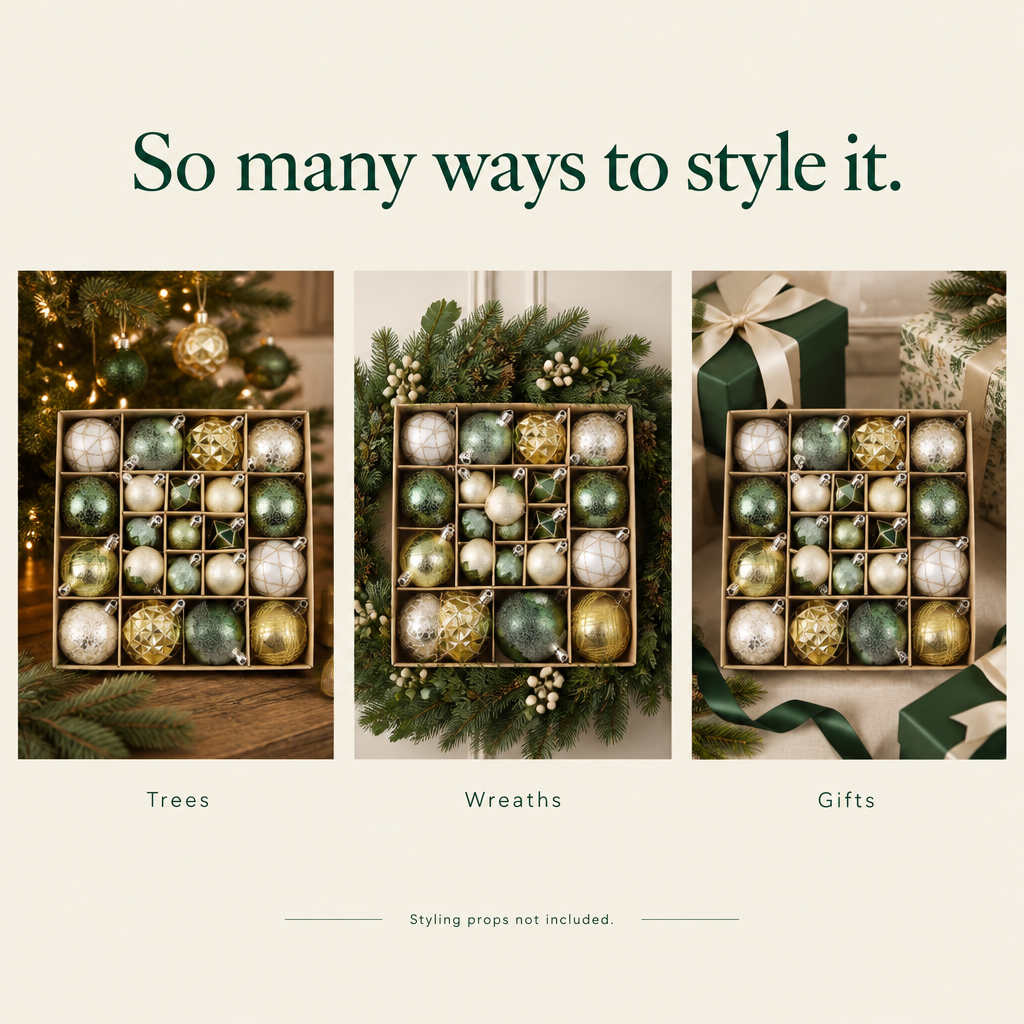 Emerald & Gold Ornament Set – 21 Pieces — styling ideas