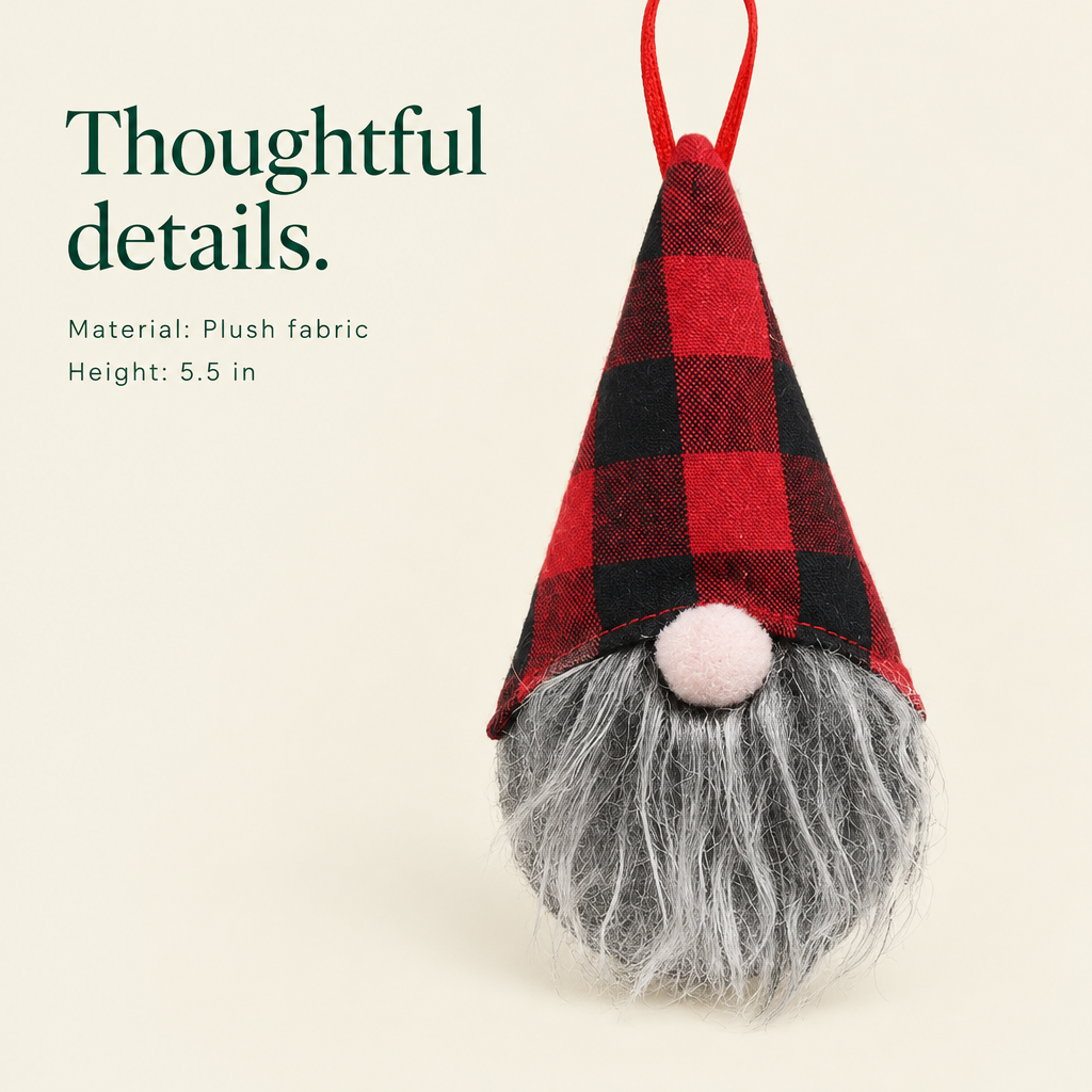 Plush Tomte Gnome Ornaments – 8 Pack — details