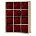 Burgundy Velvet Ball Ornaments – 12 Pack — product