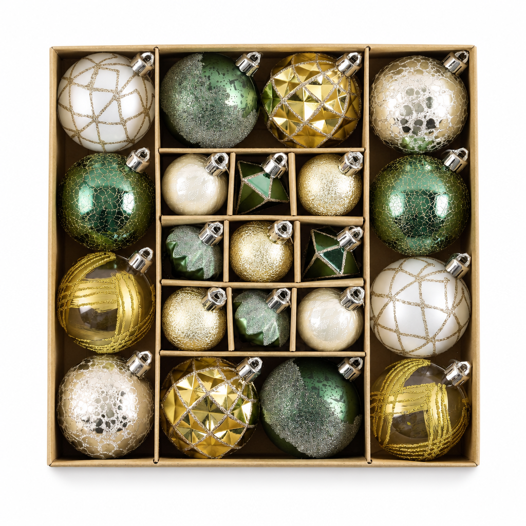 Emerald & Gold Ornament Set – 21 Pieces — product