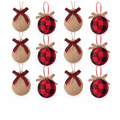 Buffalo Plaid Burlap Ornaments – 12 Pack — product