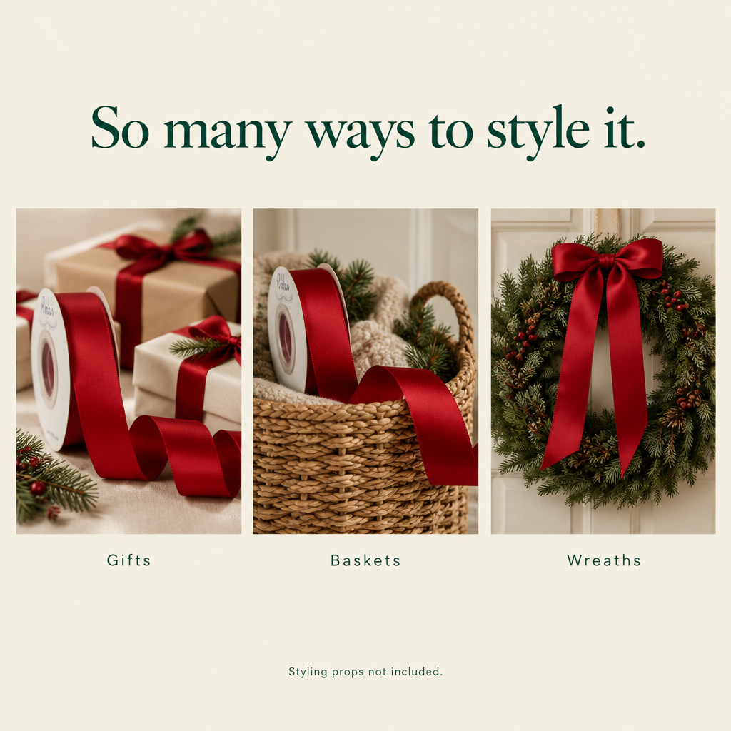 Red Satin Ribbon – 1 in × 25 yd — styling ideas
