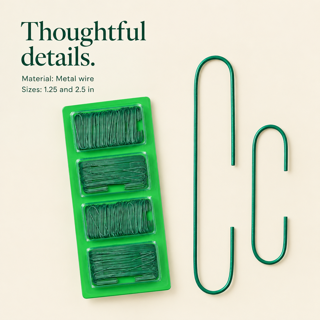 Green Ornament Hooks – 300 Pack — details
