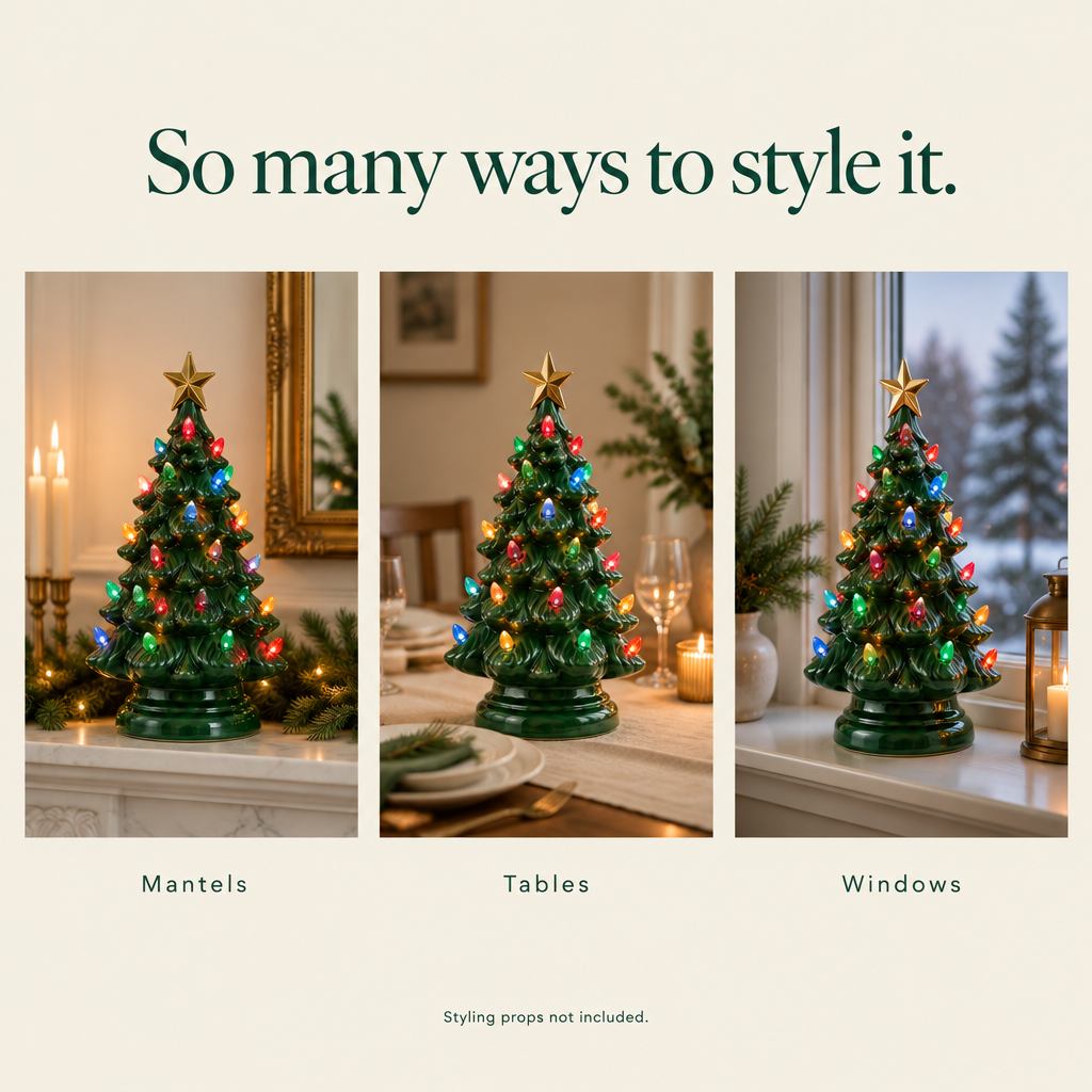 Vintage Light-Up Ceramic Christmas Tree – 12 in — possibilities