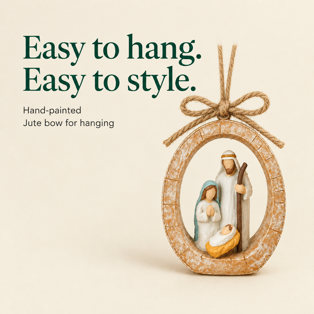Holy Family Oval Nativity Hanging Ornament — details