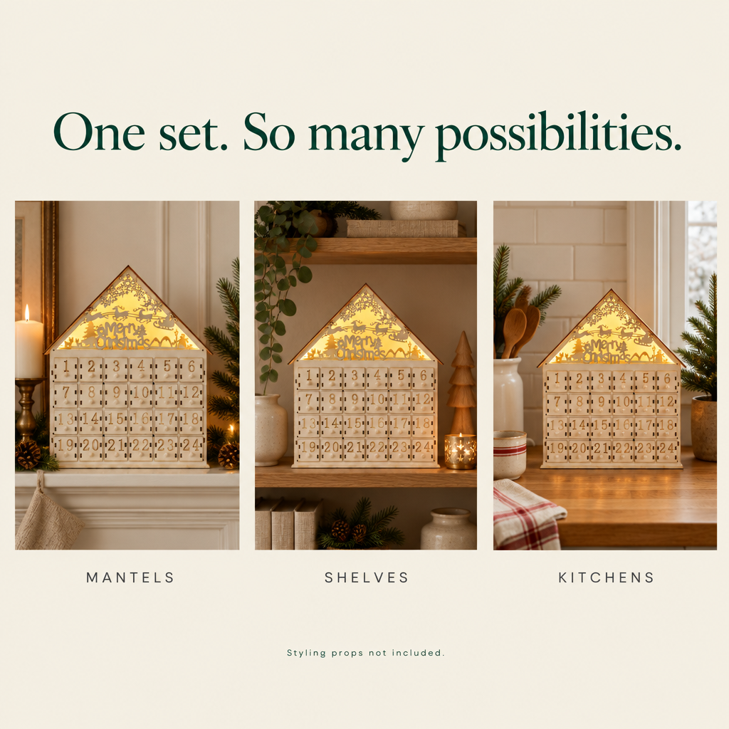 LED Wooden Advent Calendar with 24 Drawers — possibilities