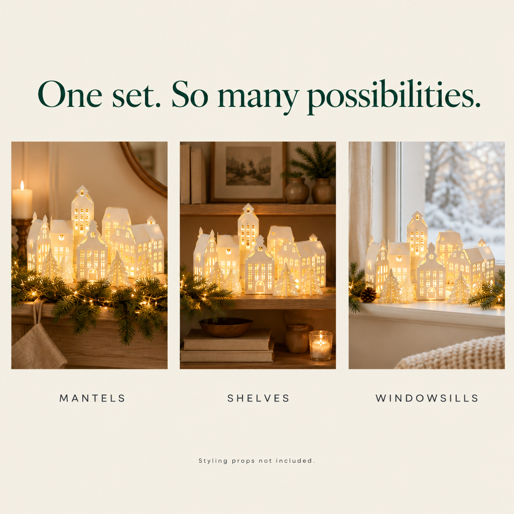 Light-Up Paper Christmas Village – 10 Pieces — possibilities