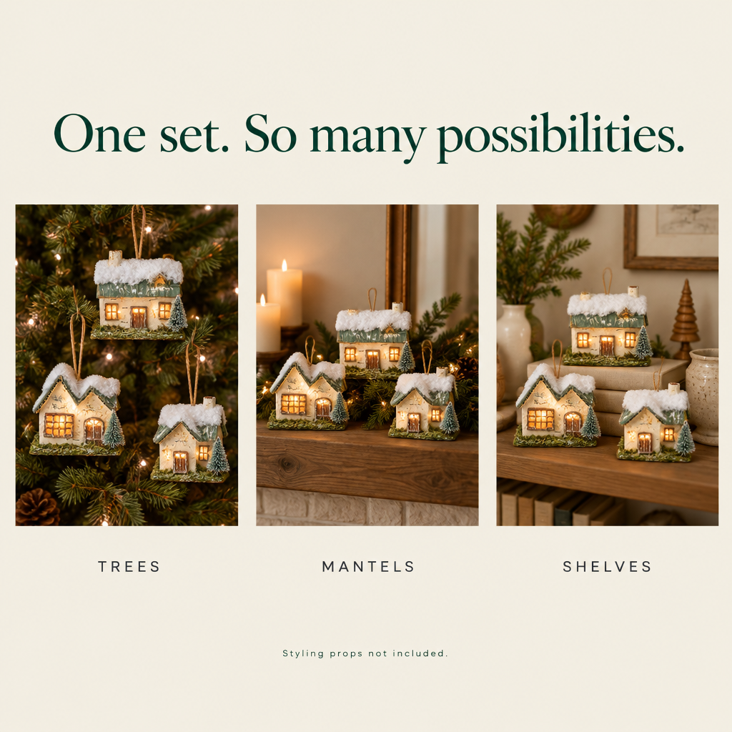 Light-Up Village House Ornaments – Set of 3 — possibilities