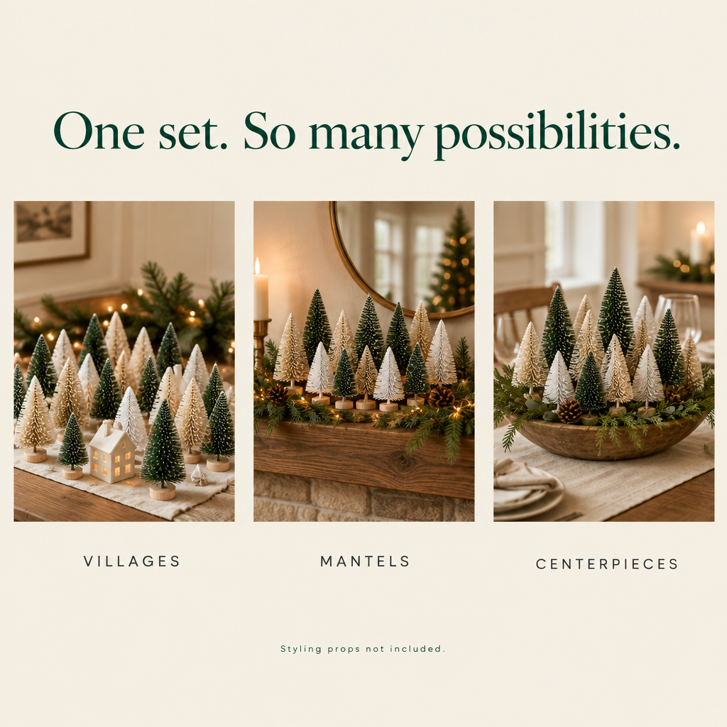 Mini Bottle Brush Trees – 29 Pieces, 5 Sizes — possibilities