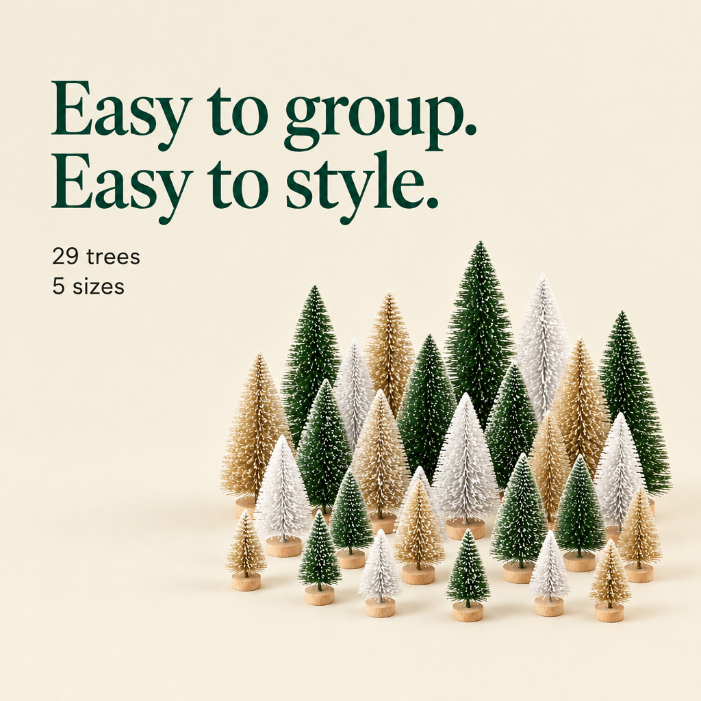 Mini Bottle Brush Trees – 29 Pieces, 5 Sizes — details