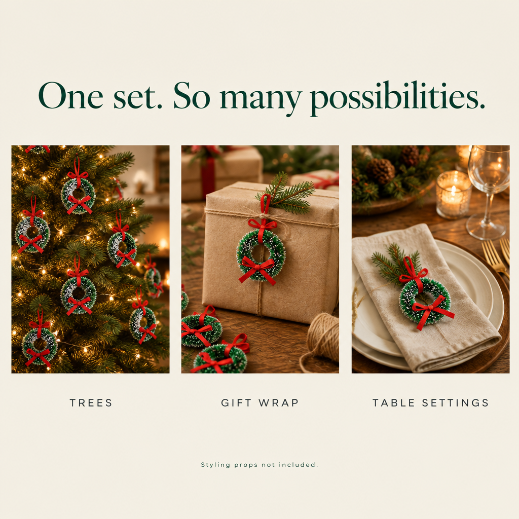 Mini Christmas Wreath Ornaments – 24 Pack — possibilities