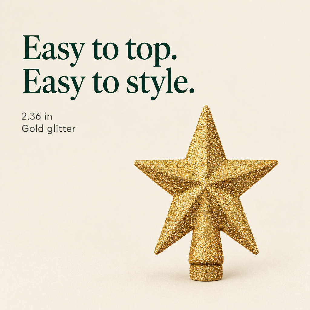 Mini Gold Glitter Star Tree Topper – 2.36 in — details