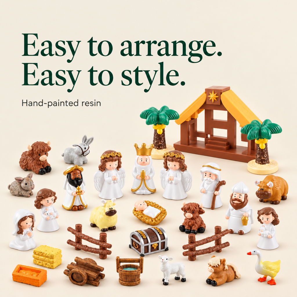 Mini Resin Nativity Figurine Set — details