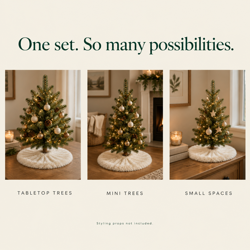 Mini White Faux Fur Tree Skirt – 18 in — possibilities