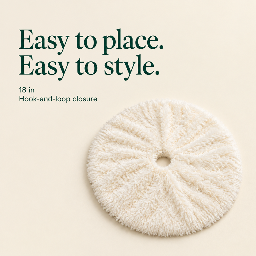 Mini White Faux Fur Tree Skirt – 18 in — details