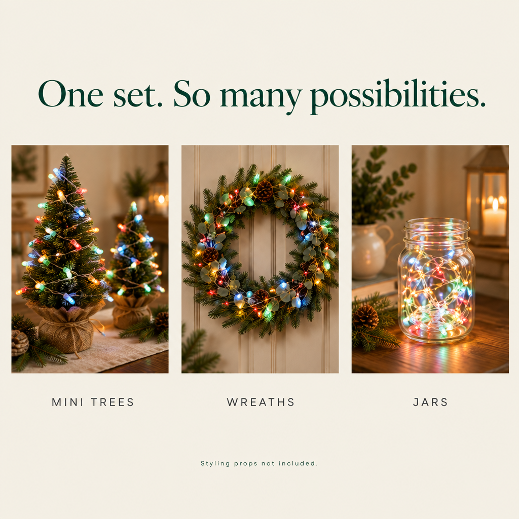 Multicolor Battery Christmas Lights – 13 ft, 40 LEDs — possibilities