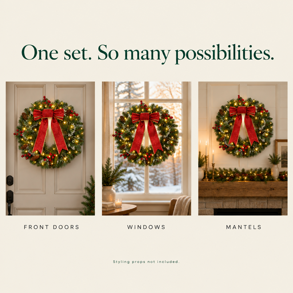 Pre-Lit Pine Cone & Berry Door Wreath – 16 in — possibilities