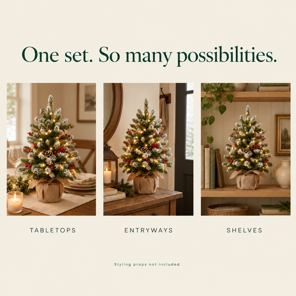 Pre-Lit Snowy Mini Christmas Tree – 2 ft — possibilities