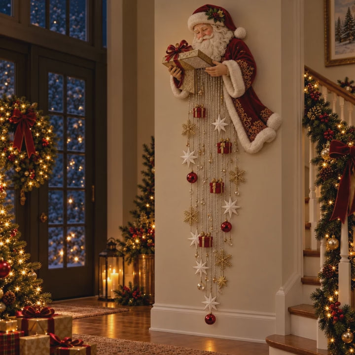 Santa cascade wall decor lights turning on and off
