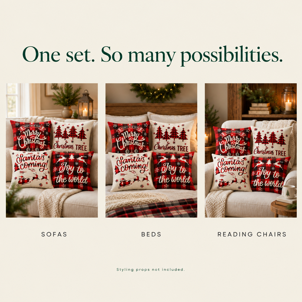 Red & Black Buffalo Check Pillow Covers – Set of 4, 18 × 18 in — possibilities