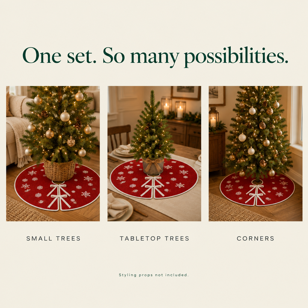 Red Burlap Snowflake Tree Skirt – 30 in — possibilities