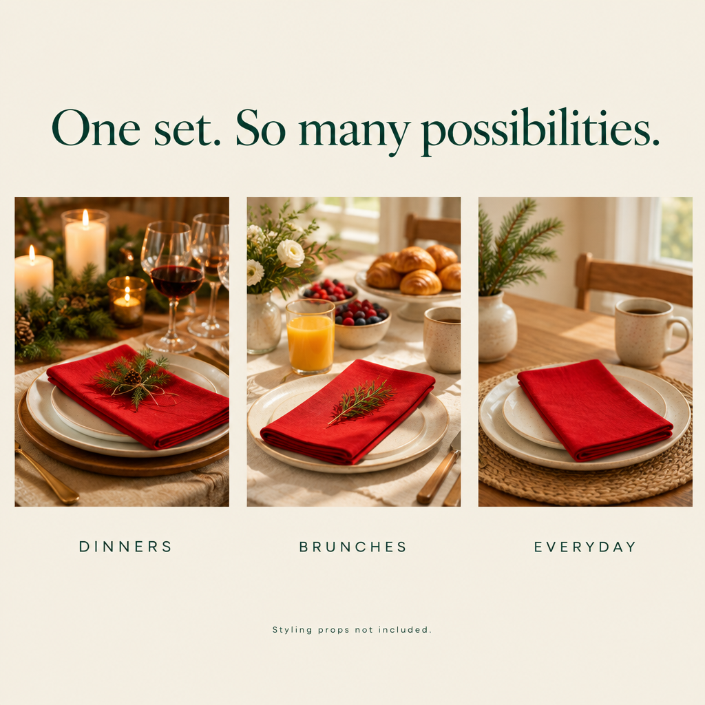 Red Cloth Napkins – 8 Pack, 17 × 17 in — possibilities
