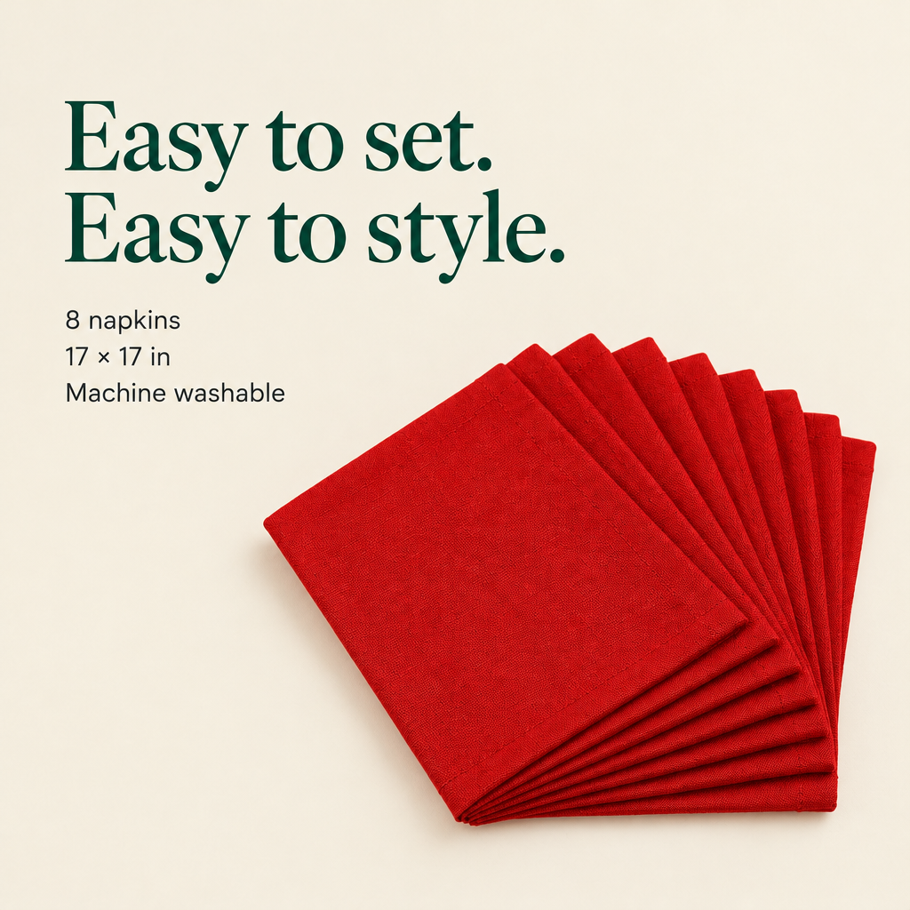 Red Cloth Napkins – 8 Pack, 17 × 17 in — details