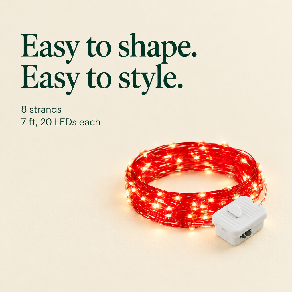 Red Fairy Lights – 8 Pack, 7 ft, 20 LEDs — details